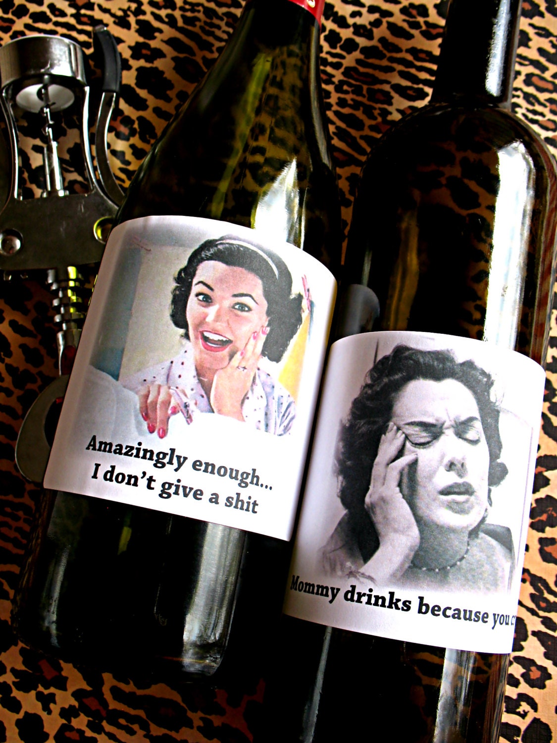 Funny mom wine/booze labels. Set of 6 hilarious mom designs. Funny Mothers Day