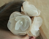 Wedding time-3 beige/ivory/white  flowers --for Bride, bridesmaid and flower girl---head piece, hair  pins