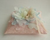 Pink  Wedding pillow with colorful flower---wedding rings pillow , wedding pillow---FREE SHIPPING