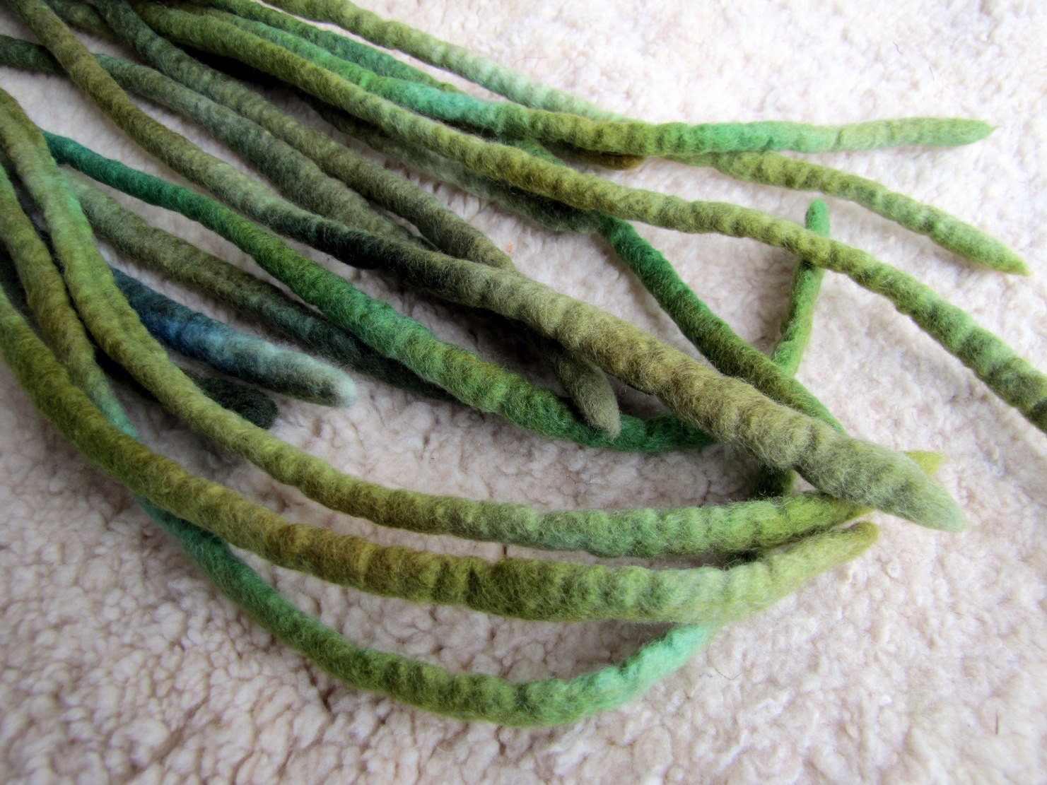 Pixie Sticks - Handmade Felted Wool Double Ended Dread Falls