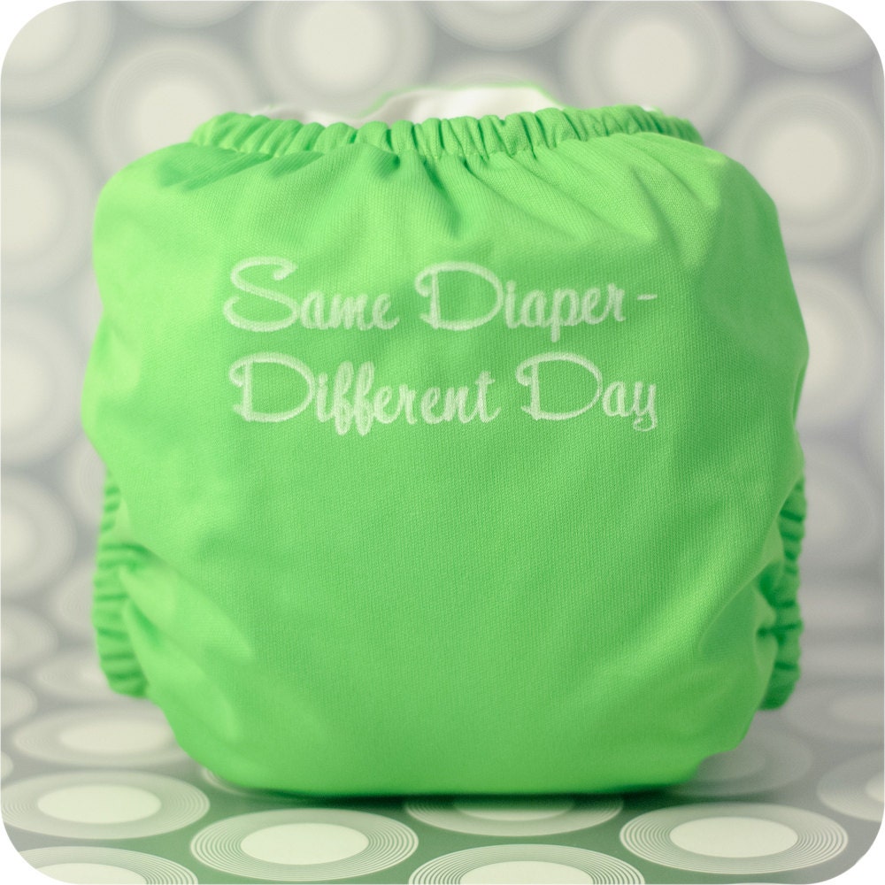 Ready To Ship-Lime Same Diaper Different Day AIO Cloth Diaper-Medium-Seconds