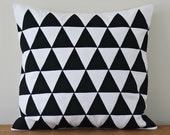 Little Triangle Geometry on White Linen Applique Pillow Cover