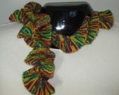 Autumn Stripes Light-Weight Ruffle Scarf - Hand knitted