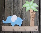 Jungle Friends Peg Rack - Pottery Barn Kids Inspired - Natural Wood - Hand Painted