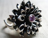 Pink Sapphire and Sterling- The Chrysanthemum Ring