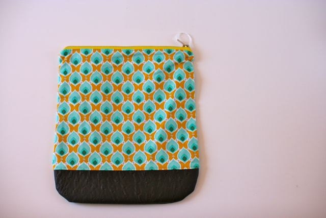 Faux Leather Trimmed Clutch