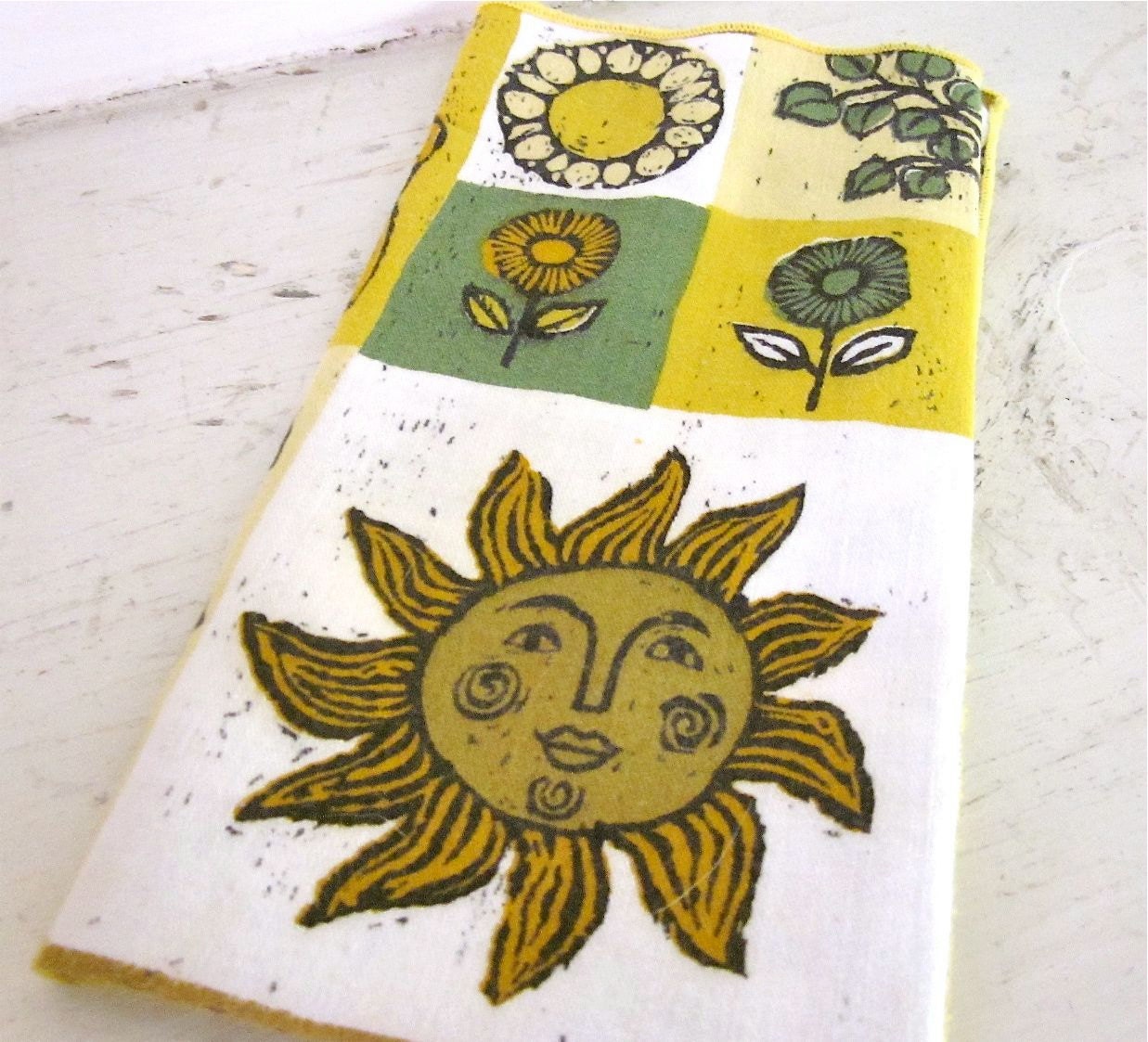 Mid Century Napkins - Set of 4 - Yellow, Olive Green, Black