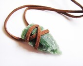 Leather Wrapped Arrowhead Necklace