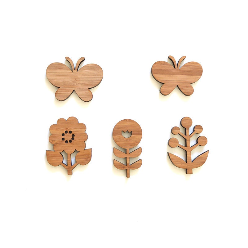 Wall Decor, flowers and butterflies, wood ornaments