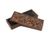 Mid Century Modern Decorative Box - Wood with Sparkle Top