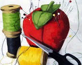 SEWING PINS & NEEDLES ooak original still life artists tools oil painting
