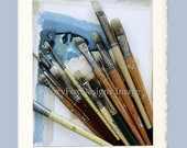 Greeting Card PAINT BRUSHES Fine Art Photo Greeting Card 5 x 7 Inches with Liner Still Life Blank Inside Free US Shipping