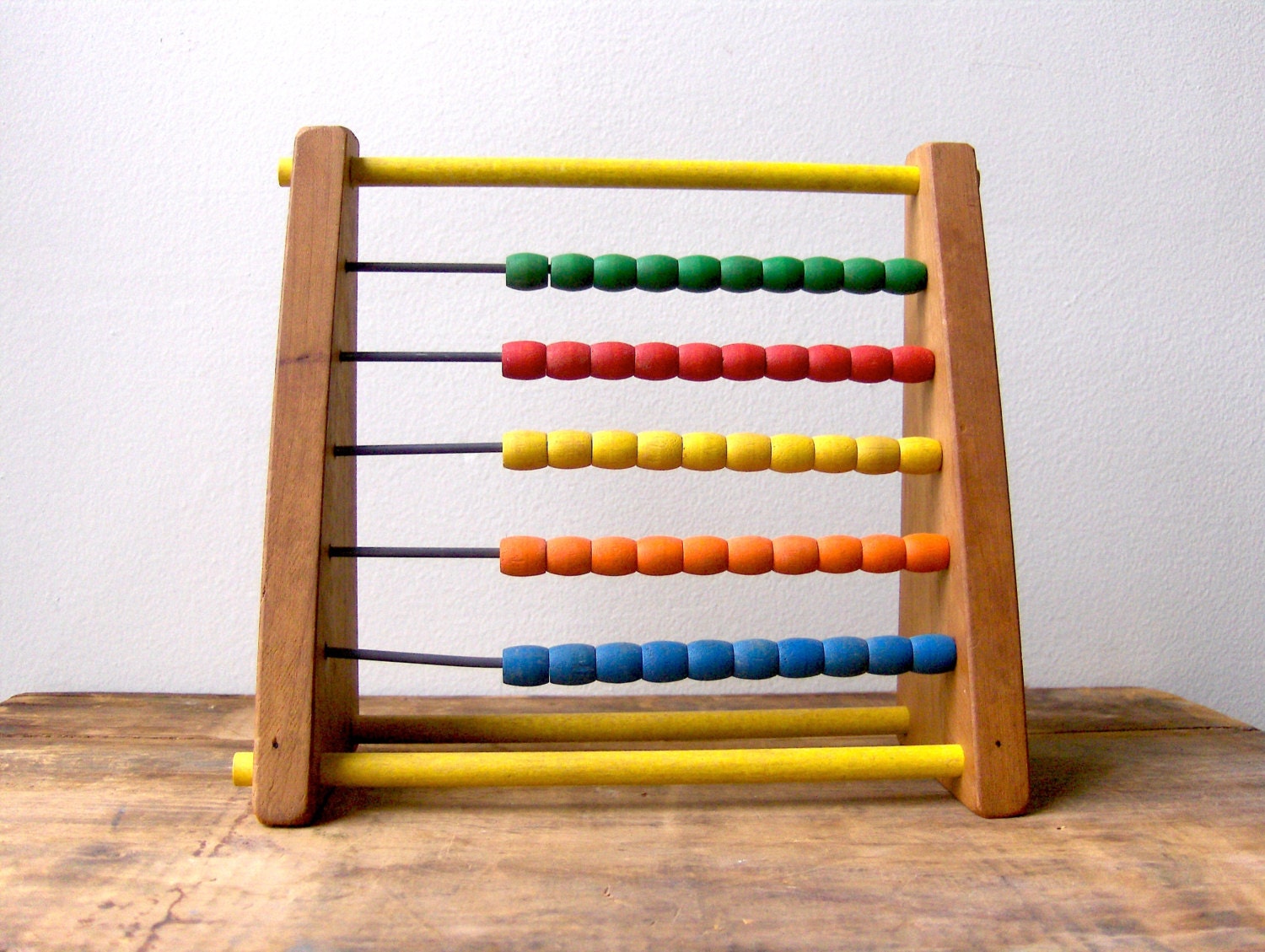 Vintage Sandberg Wooden Abacus 5 Row Counting Toy