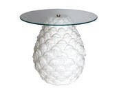Hollywood Regency White Ceramic Pineapple Side Table