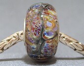SRA Glass Handmade Artisan Lampwork Bead Big Hole OOAK Organic European Bracelet Charm Bead Wanderlust