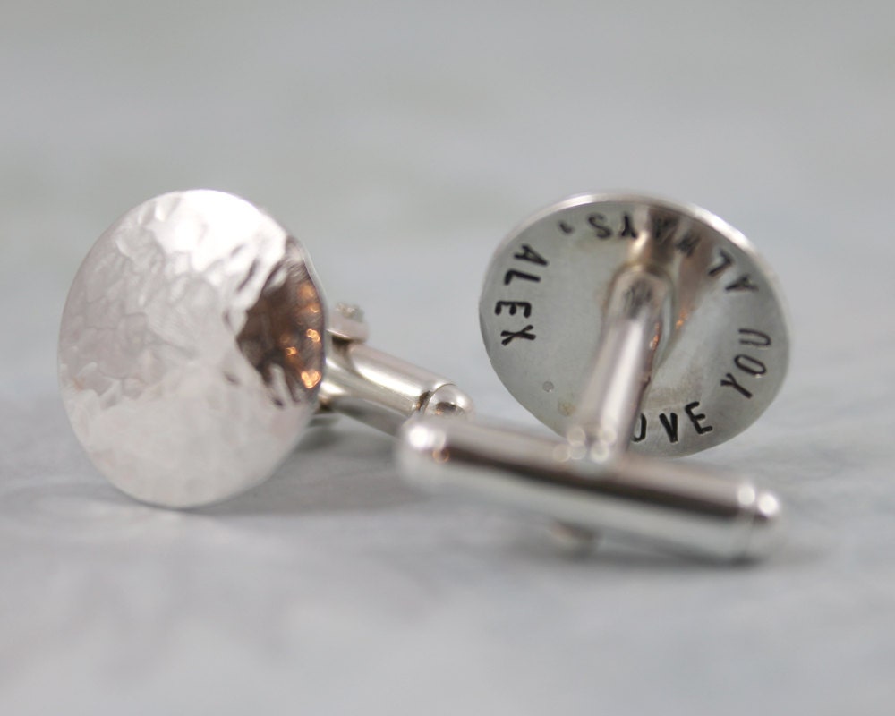 Father's Day Gift, Personalized All Sterling Silver Cufflinks, Special Message, For Men, Keepsake Cufflinks, Anniversary Gift,