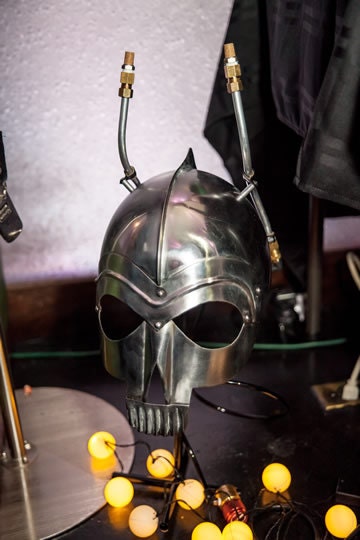 Flaming Helmets with Stand