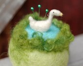 Goose Pincushion - Needle Felted Decor