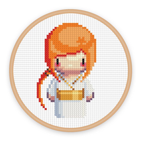 GEISHA GIRL NATSUKO: a pixel art counted cross stitch pattern - digital download - printable pdf file