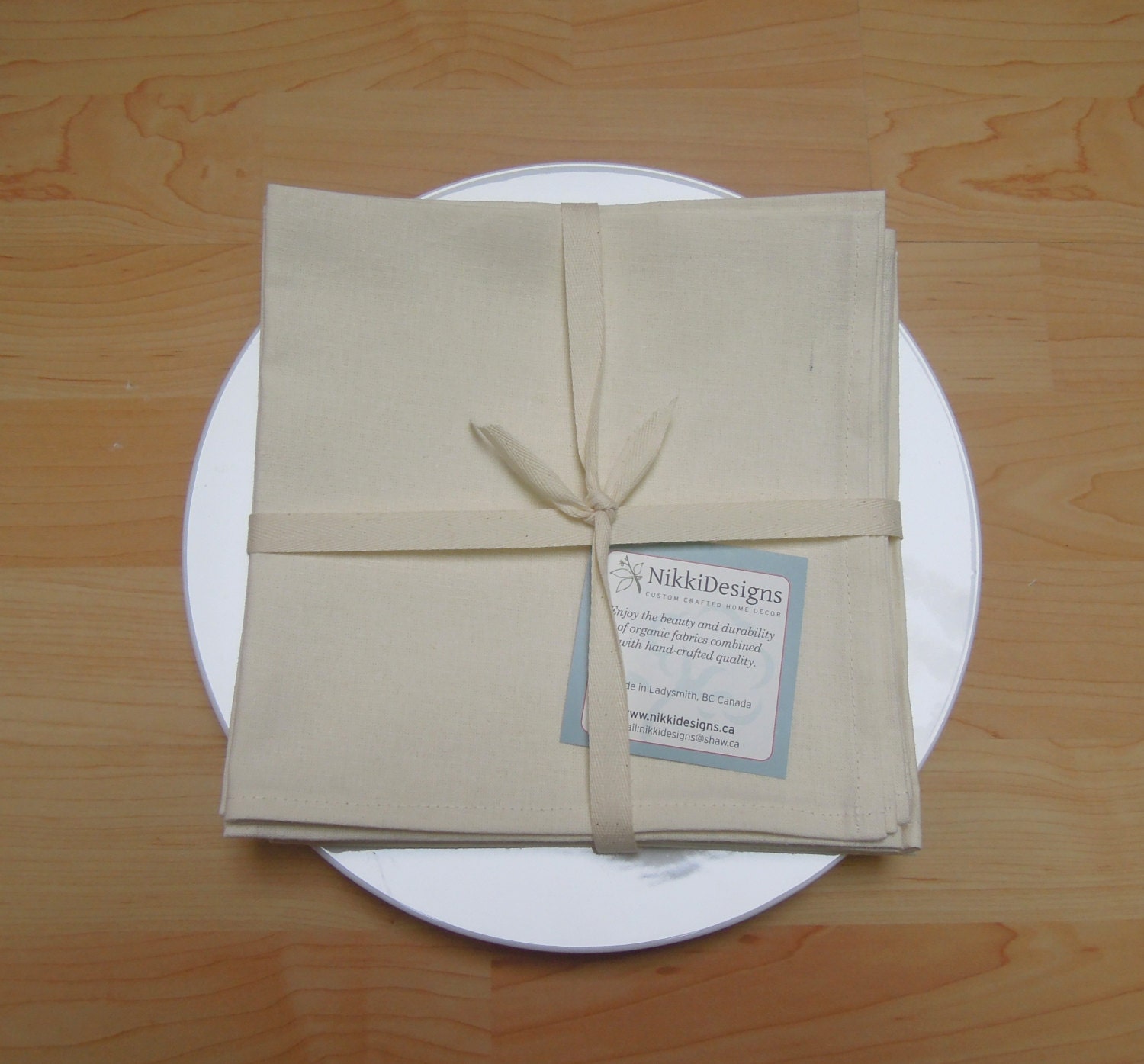 Organic Napkins, Table Linens, Hemp/Cotton,  Natural, 4