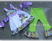 Custom Boutique Clothing Jumper Top And Leggings Bunny Rabbit  Lavender Floral Outfit 9m 12m 18m 2T 3T 4T 5T 6 7 8 Girl