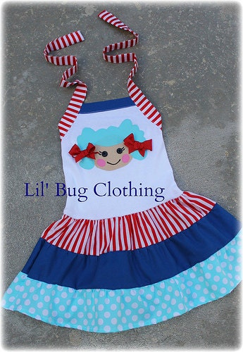 Marina Anchors Doll Tiered Dress Custom Boutique Girl Sizes 12m 18m 2T 3T 4T 5T 6 7 8 9/10 4th of July