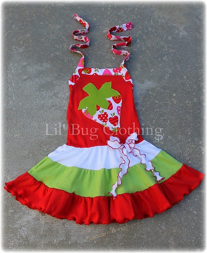 ON SALE NOW Summer Strawberry Comfy Knit Fruit Halter Dress Available in sizes 12m 18m 2T 3T 4T 5T 6 7 8 girl