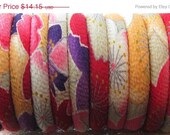 On Sale 36 inches 8mm Japanese Chirimen Kimono cord, hot pink purple yellow cream