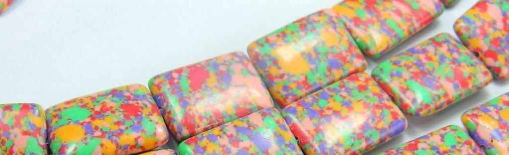 13x18mm Multicolor Turkey Turquoise Blotchy Rectangular Beads 1 Strand 15"