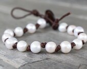Knotted Pearl Leather Wrap Bracelet