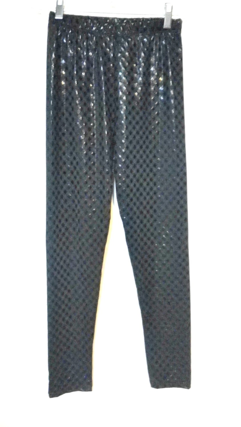 Vintage Pants 80s Lycra Stretch Black on Black Size 6 - 8 Medium ROCK STAR