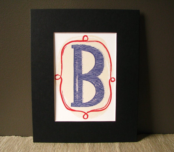 SALE Initial Hand Drawn Letter Print 5x7