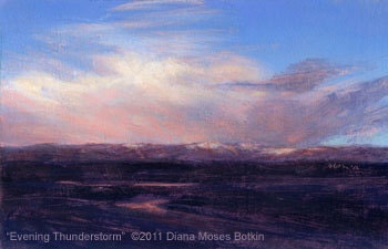 EVENING THUNDERSTORM -- 4x6 inch Original Unframed Oil Painting by Diana Moses Botkin