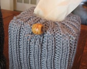Tissue Cover Hand Knit in Denim Yarn