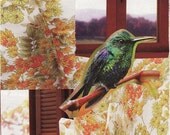 paper collage art for framing or notecard FOR the BIRDS - original handmade ooak recycled upcycled EBSQ