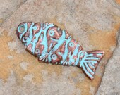 2 Greek Green Patina Wavy Fish