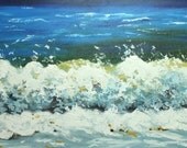 Wave painting 25 24x48 inch seascape landscape original oil painting by Roz