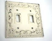 Shabby Cottage Chic Cast Iron Double Switch Plate Cover