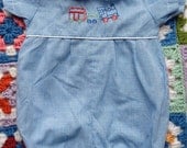 Seersucker Train Romper 0-3 Months