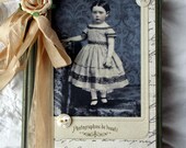 Vintage Altered Book with pretty rose and seam binding