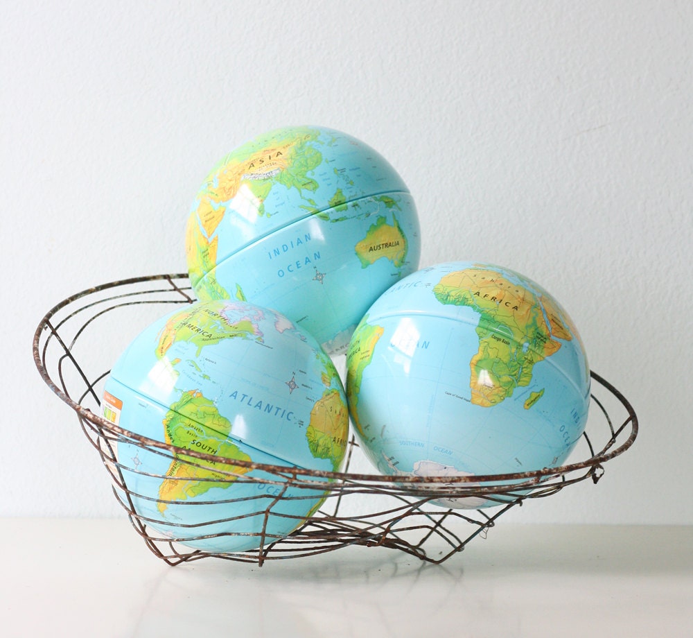 Vintage Globes - Set of 3, Nystrom Educational Activity Globes