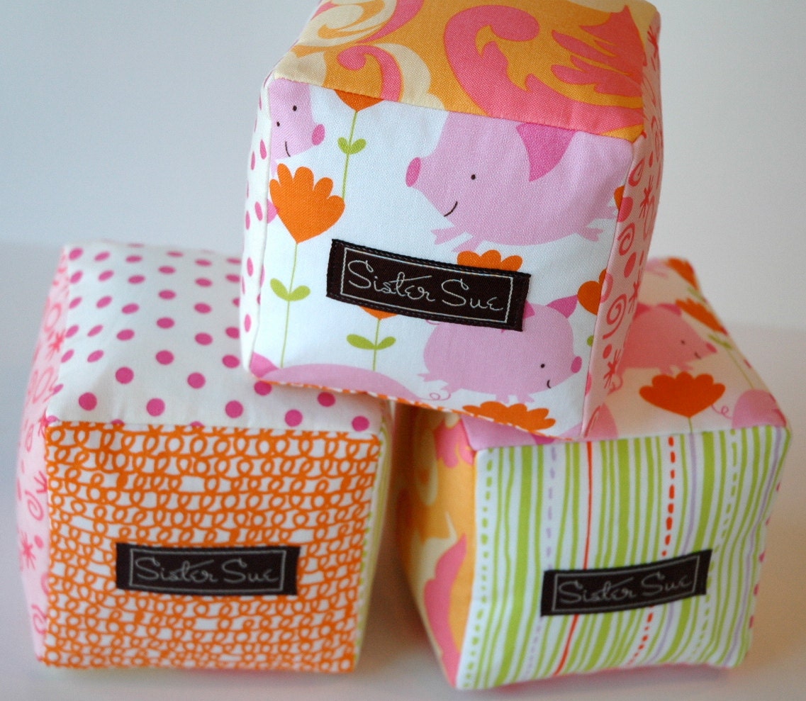 READY TO SHIP - This Little Piggy Cloth Play Blocks (Set of 3)