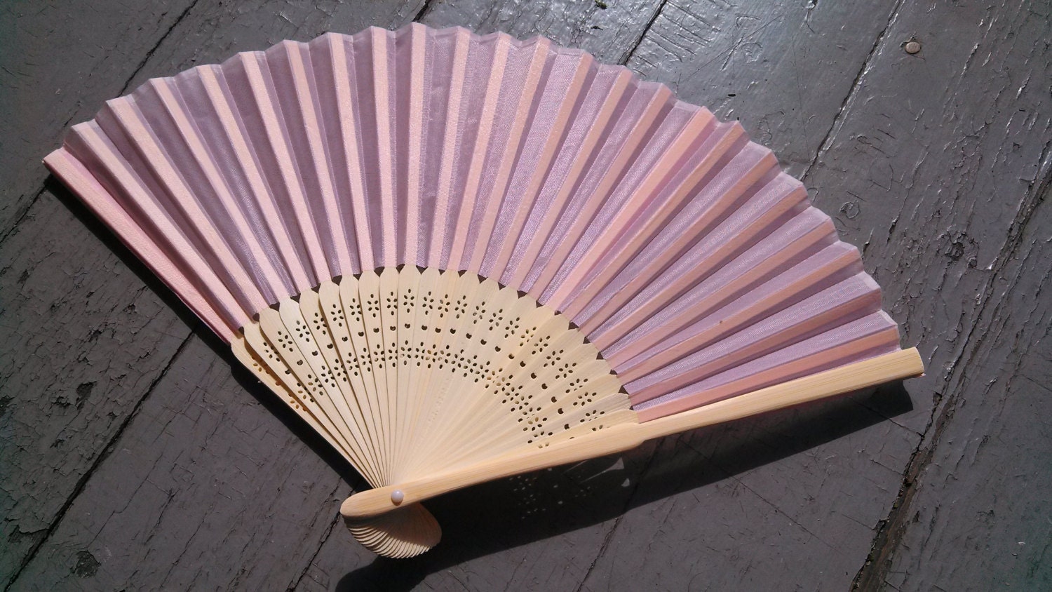 PINK SILK Bamboo Fan- Ready to Decorate