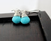 Turquoise Earrings, Sterling Silver Drop Earrings, Sleeping Beauty Gemstones, December Birthstone