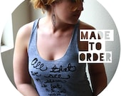 MADE TO ORDER Edgar Allan Poe Shirt. Ladies' Racerback Tank in Grey
