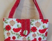 CHRISTMAS CARDINAL POINSETTIA Ornament New Handmade Tote Bag Purse Diaper Bag
