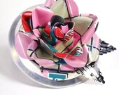 Recycled Jewelry Pink Rose Brooch