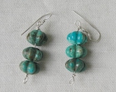 Carved Turquoise Stone Earrings with Sterling Silver