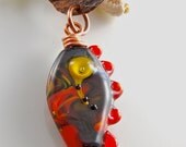 On Fire Lampwork Glass Bead Necklace
