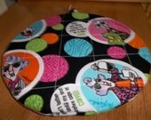 Maxine Round Hot Pad or Pot Holder Cotton Fabric 9 Inches